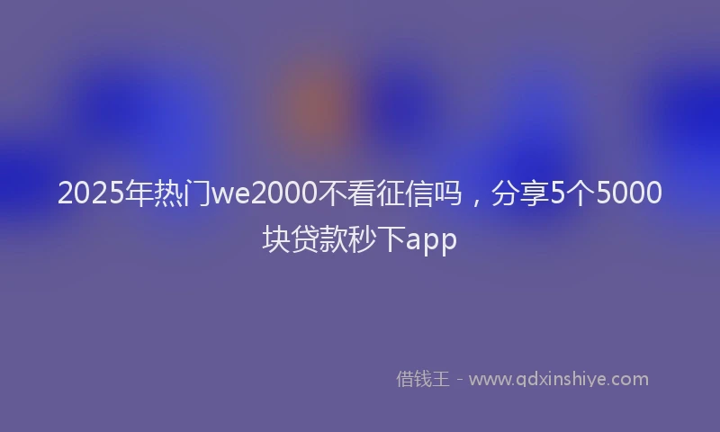 2025年热门we2000不看征信吗，分享5个5000块贷款秒下app