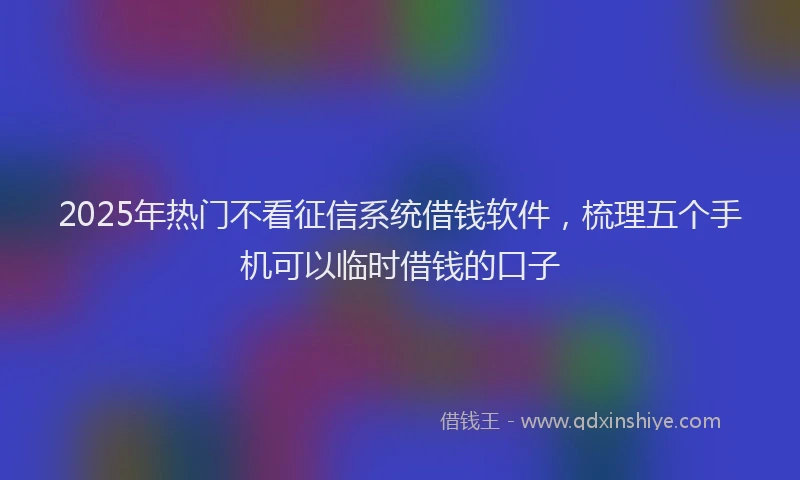 2025年热门不看征信系统借钱软件，梳理五个手机可以临时借钱的口子