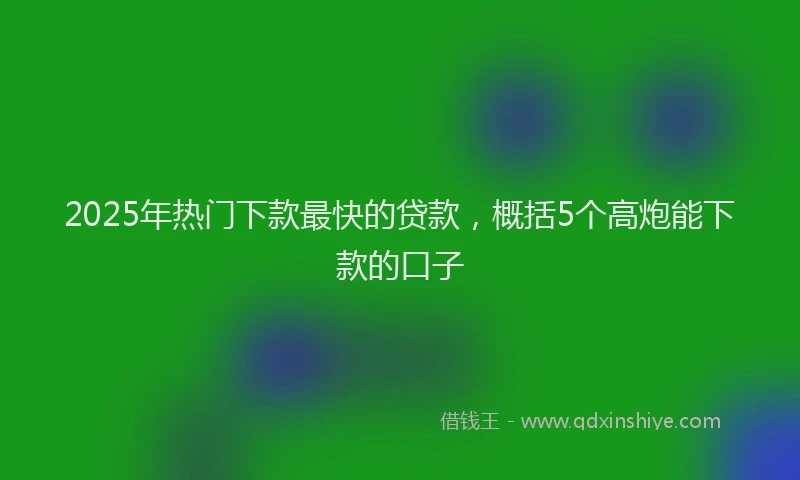 2025年热门下款最快的贷款，概括5个高炮能下款的口子