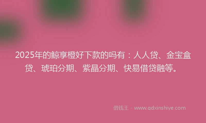 2025年的鲸享橙好下款的吗有：人人贷、金宝盒贷、琥珀分期、紫晶分期、快易借贷融等。