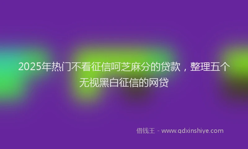 2025年热门不看征信呵芝麻分的贷款，整理五个无视黑白征信的网贷