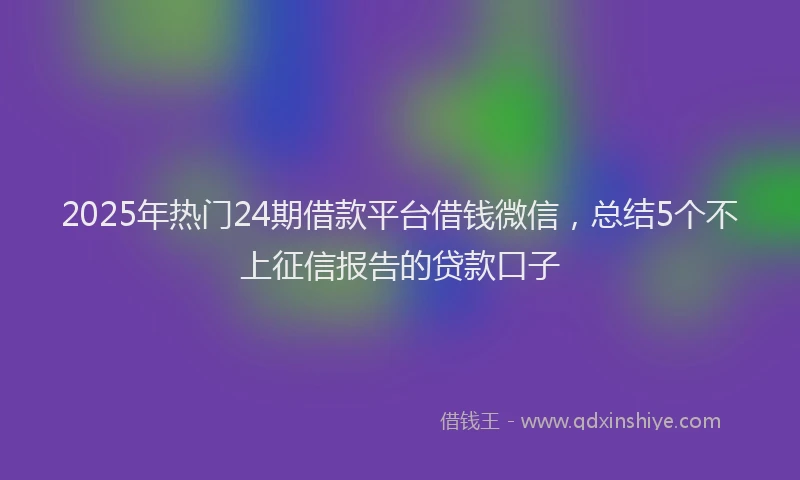 2025年热门24期借款平台借钱微信，总结5个不上征信报告的贷款口子