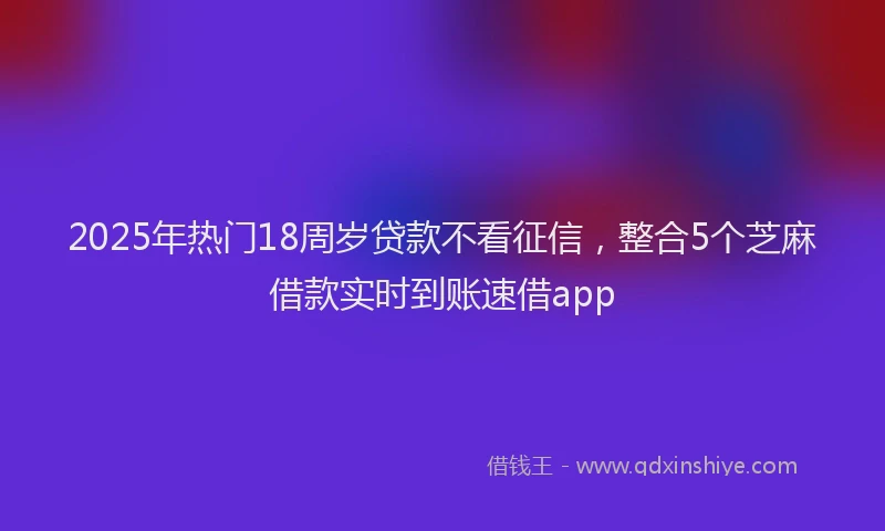 2025年热门18周岁贷款不看征信，整合5个芝麻借款实时到账速借app