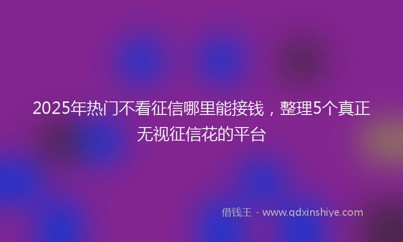 2025年热门不看征信哪里能接钱，整理5个真正无视征信花的平台