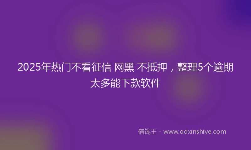 2025年热门不看征信 网黑 不抵押，整理5个逾期太多能下款软件