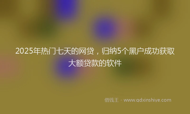 2025年热门七天的网贷，归纳5个黑户成功获取大额贷款的软件