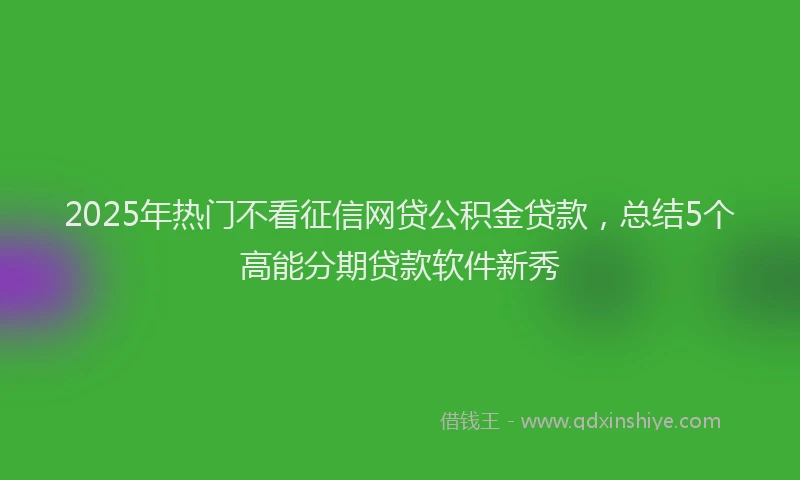 2025年热门不看征信网贷公积金贷款，总结5个高能分期贷款软件新秀