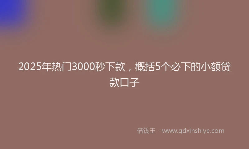 2025年热门3000秒下款，概括5个必下的小额贷款口子