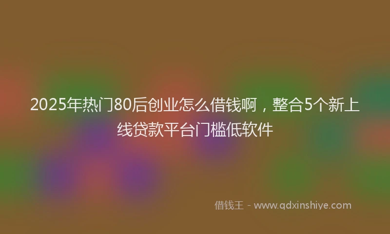 2025年热门80后创业怎么借钱啊，整合5个新上线贷款平台门槛低软件