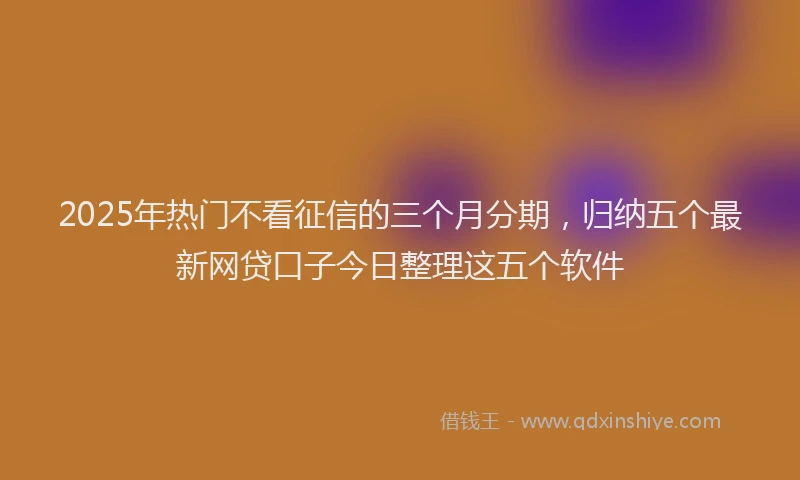 2025年热门不看征信的三个月分期，归纳五个最新网贷口子今日整理这五个软件