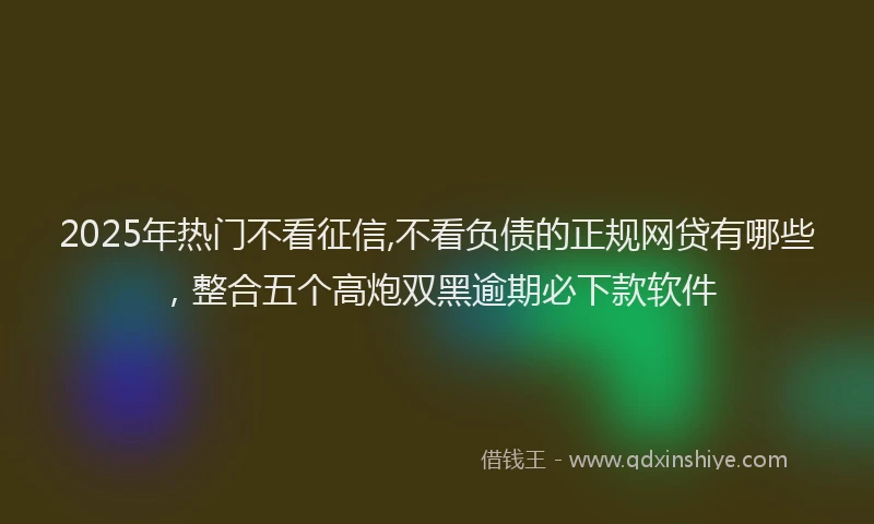 2025年热门不看征信,不看负债的正规网贷有哪些，整合五个高炮双黑逾期必下款软件