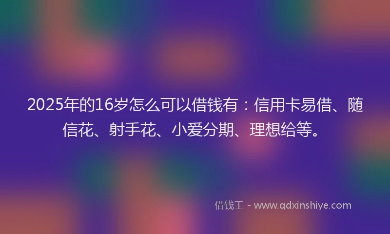 2025年的16岁怎么可以借钱有：信用卡易借、随信花、射手花、小爱分期、理想给等。