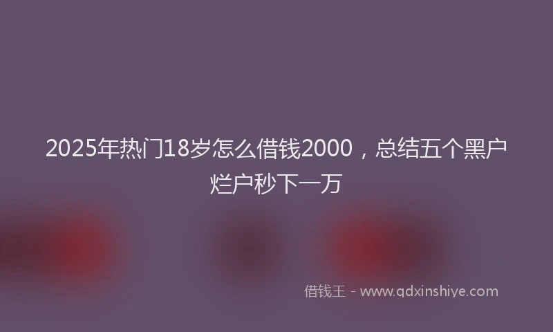 2025年热门18岁怎么借钱2000，总结五个黑户烂户秒下一万