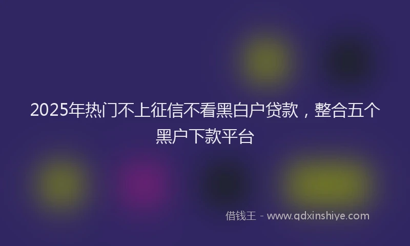 2025年热门不上征信不看黑白户贷款，整合五个黑户下款平台