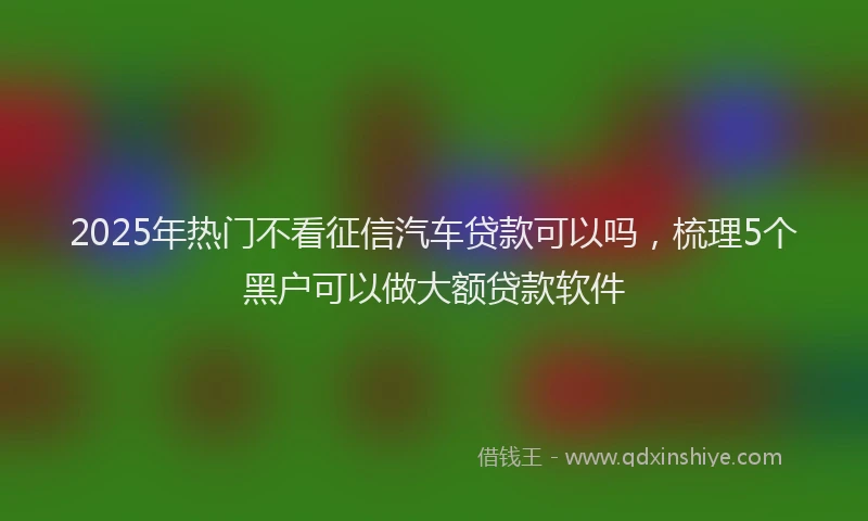 2025年热门不看征信汽车贷款可以吗，梳理5个黑户可以做大额贷款软件