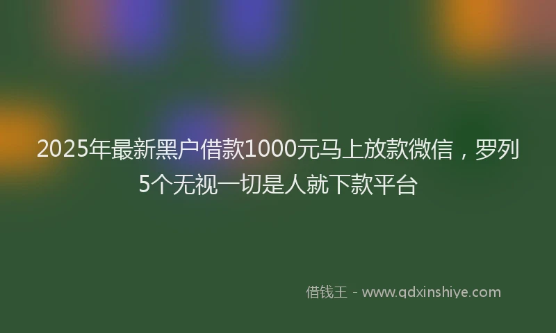 2025年最新黑户借款1000元马上放款微信，罗列5个无视一切是人就下款平台