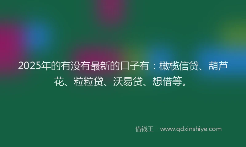 2025年的有没有最新的口子有：橄榄信贷、葫芦花、粒粒贷、沃易贷、想借等。