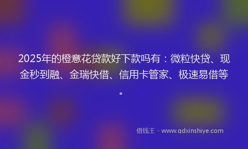 2025年的橙意花贷款好下款吗有：微粒快贷、现金秒到融、金瑞快借、信用卡管家、极速易借等。