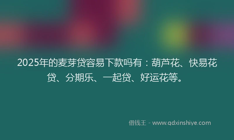 2025年的麦芽贷容易下款吗有：葫芦花、快易花贷、分期乐、一起贷、好运花等。