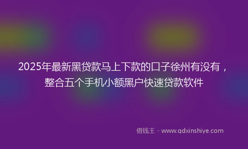 2025年最新黑贷款马上下款的口子徐州有没有，整合五个手机小额黑户快速贷款软件