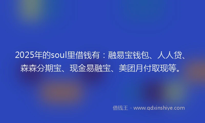 2025年的soul里借钱有：融易宝钱包、人人贷、森森分期宝、现金易融宝、美团月付取现等。