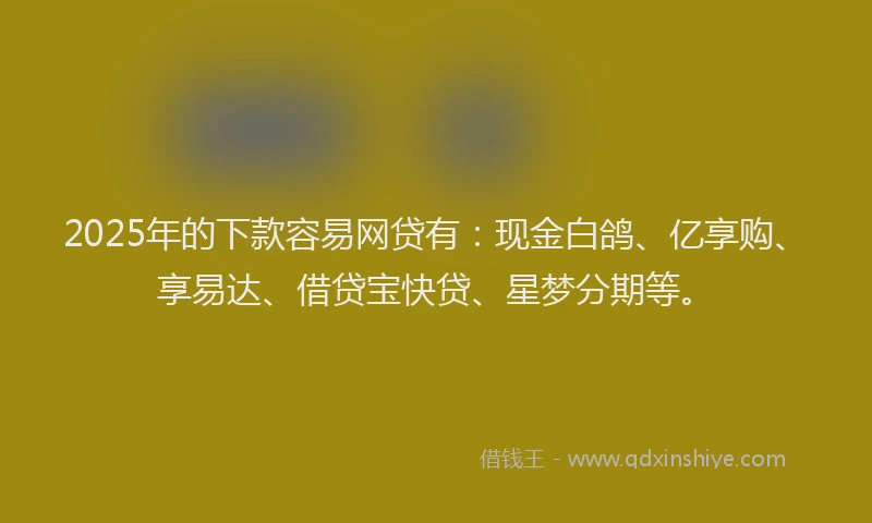 2025年的下款容易网贷有：现金白鸽、亿享购、享易达、借贷宝快贷、星梦分期等。