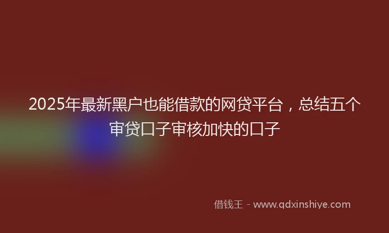 2025年最新黑户也能借款的网贷平台，总结五个审贷口子审核加快的口子