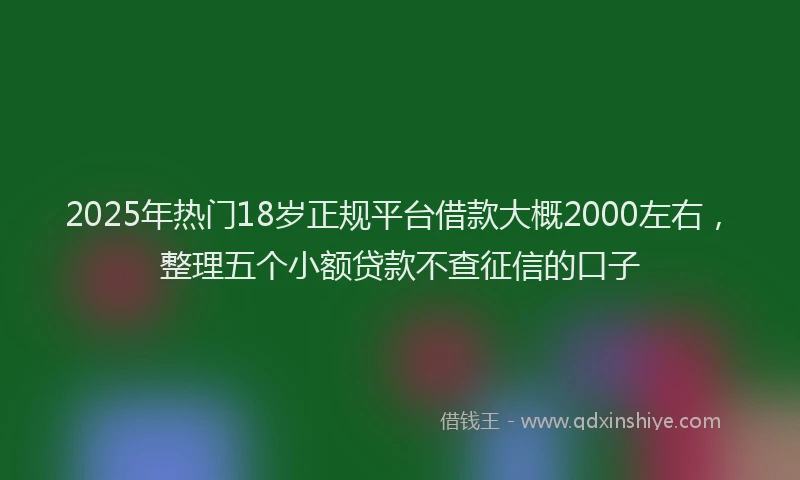 2025年热门18岁正规平台借款大概2000左右，整理五个小额贷款不查征信的口子