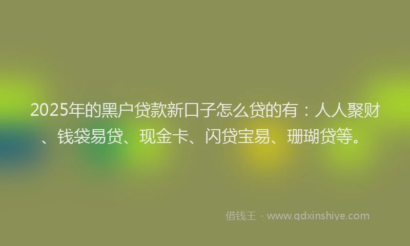 2025年的黑户贷款新口子怎么贷的有：人人聚财、钱袋易贷、现金卡、闪贷宝易、珊瑚贷等。