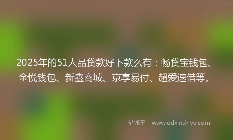 2025年的51人品贷款好下款么有：畅贷宝钱包、金悦钱包、新鑫商城、京享易付、超爱速借等。