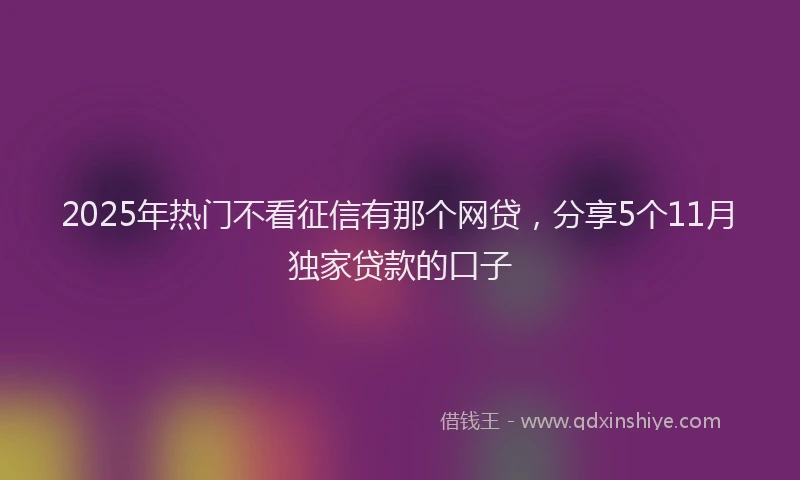 2025年热门不看征信有那个网贷，分享5个11月独家贷款的口子