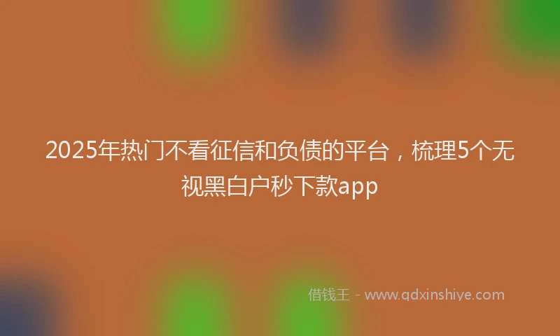 2025年热门不看征信和负债的平台，梳理5个无视黑白户秒下款app