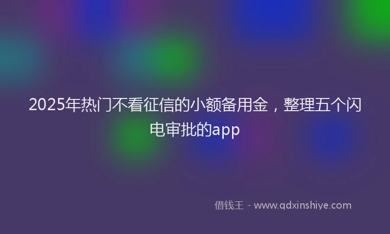 2025年热门不看征信的小额备用金，整理五个闪电审批的app