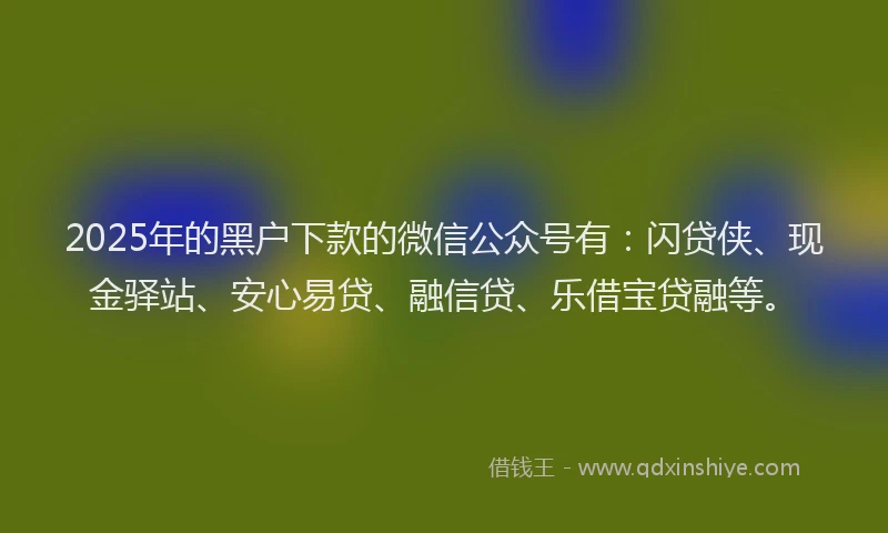 2025年的黑户下款的微信公众号有：闪贷侠、现金驿站、安心易贷、融信贷、乐借宝贷融等。