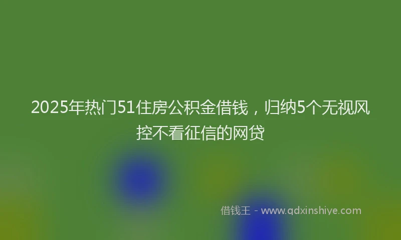 2025年热门51住房公积金借钱，归纳5个无视风控不看征信的网贷