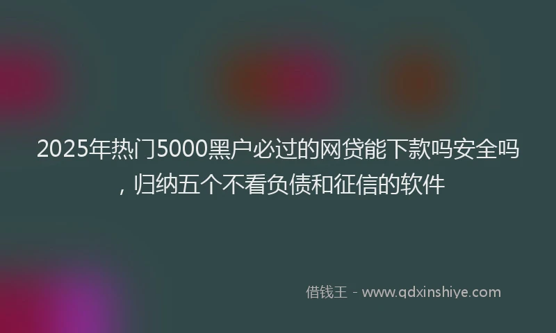 2025年热门5000黑户必过的网贷能下款吗安全吗，归纳五个不看负债和征信的软件