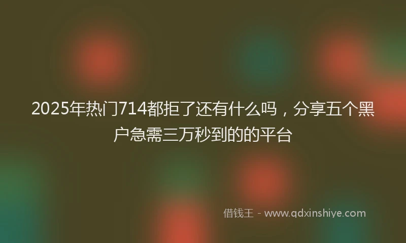 2025年热门714都拒了还有什么吗，分享五个黑户急需三万秒到的的平台