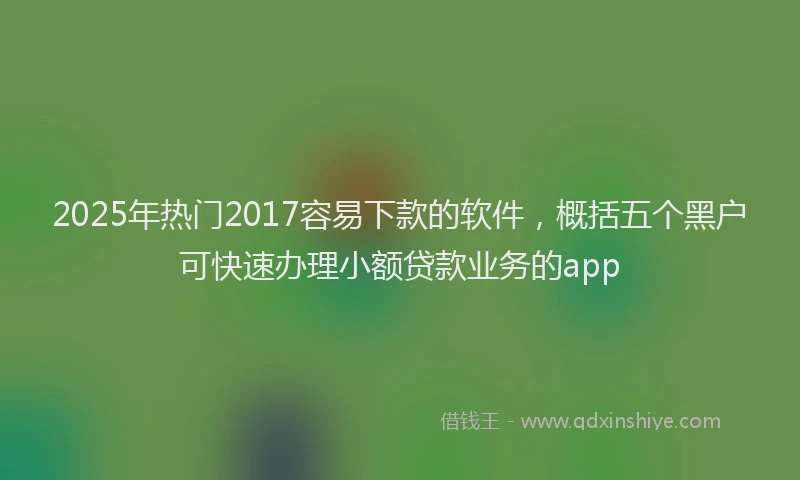 2025年热门2017容易下款的软件，概括五个黑户可快速办理小额贷款业务的app