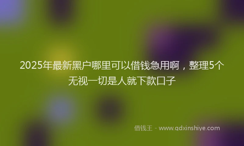 2025年最新黑户哪里可以借钱急用啊，整理5个无视一切是人就下款口子