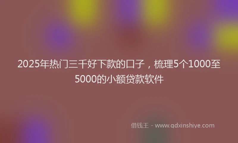 2025年热门三千好下款的口子,梳理5个1000至5000的小额贷款软件