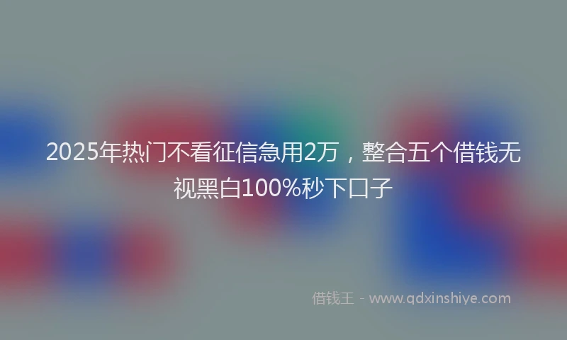 2025年热门不看征信急用2万，整合五个借钱无视黑白100%秒下口子
