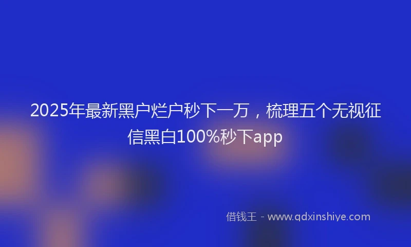 2025年最新黑户烂户秒下一万，梳理五个无视征信黑白100%秒下app