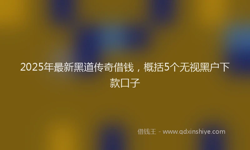 2025年最新黑道传奇借钱，概括5个无视黑户下款口子