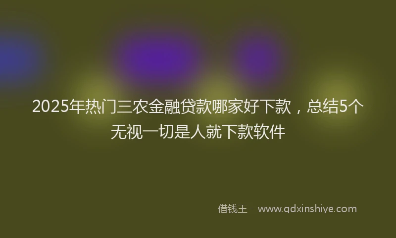 2025年热门三农金融贷款哪家好下款，总结5个无视一切是人就下款软件