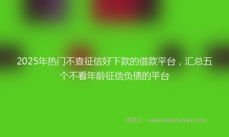 2025年热门不查征信好下款的借款平台，汇总五个不看年龄征信负债的平台