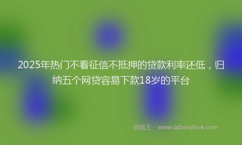 2025年热门不看征信不抵押的贷款利率还低，归纳五个网贷容易下款18岁的平台