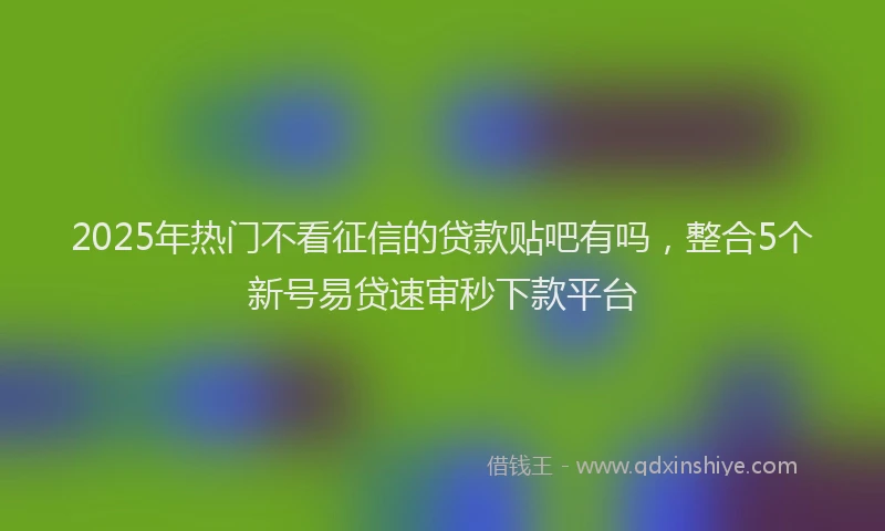 2025年热门不看征信的贷款贴吧有吗，整合5个新号易贷速审秒下款平台