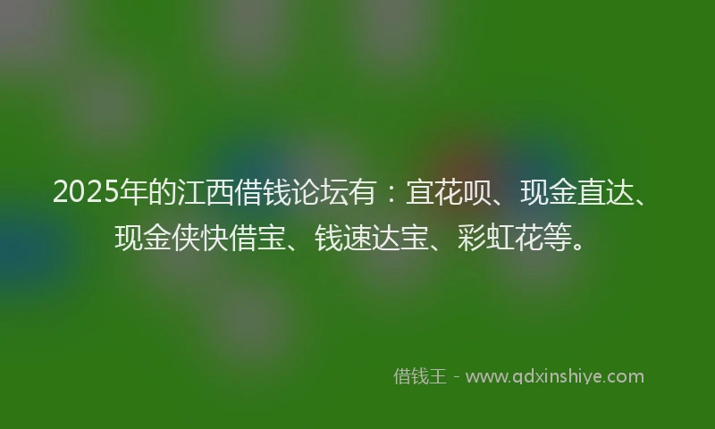 2025年的江西借钱论坛有：宜花呗、现金直达、现金侠快借宝、钱速达宝、彩虹花等。