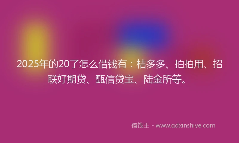 2025年的20了怎么借钱有：桔多多、拍拍用、招联好期贷、甄信贷宝、陆金所等。