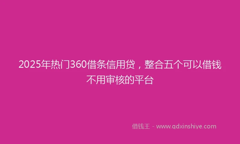 2025年热门360借条信用贷，整合五个可以借钱不用审核的平台